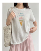 アイスクリームグラフィックライトウェイトサマーTシャツ