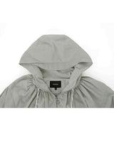 Neck Shirring Hooded Windbreaker _ GREY