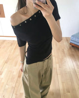 マイルドローライズコットンワイドパンツ