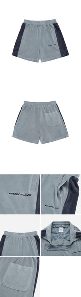 LOGO NEEDLEWORK VELOUR SHORT PANTS DARK MINT