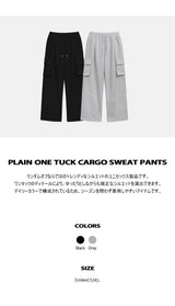 [Unisex] ベーシックラインワンタックカーゴスウェットパンツ (2color)