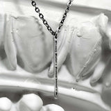 SS-lettering bar chain necklce_black silver