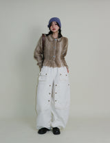 Kuro banding snap pocket wide fit washed pants