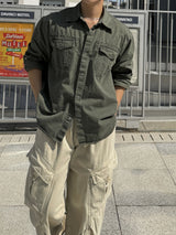 Carder dying washing cropped shirt