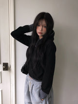 Chive Button Stripe Hood Brushed T-Shirt
