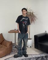 リケンオイルウォッシュ加工フレアジーンズ