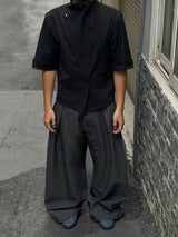 Loose Fit Pleated Buttoned Pants