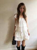 Pintuck tiered mini skirt