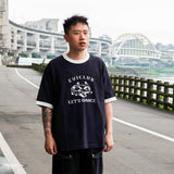 ディストレストバンブーコットンプリントTシャツ