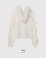 #2WAY ファーフードジップアップニット (3color)