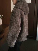 Foaming High Neck Poggle Fur Hooded Jacket (3c)