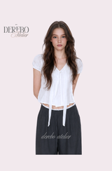 Pure strap short-sleeved blouse