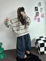 TWO PINTUCK RIVET BELT BALLOON LONG PANTS 🤎🖤💙3COLOR
