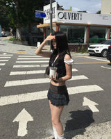 Check pleated skirt