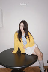 yellow wool lovely long-sleeved cardigan