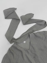 Wrinkle V-Neck Tie Blouse