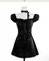 fine cotton square mini puff ops lace tie set