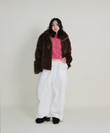 Rachel Two-Belt Detail Short Length Fur Jacket (Lining Quilted)