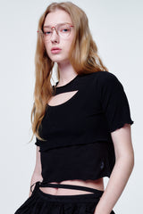 Cross cut top Black