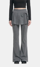 Pleated Layered Bootcut Pants