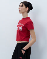 TWIN RIBBON CROP TSHIRT-RED