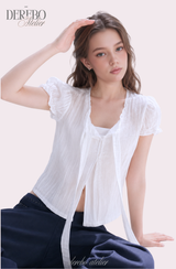 Pure strap short-sleeved blouse