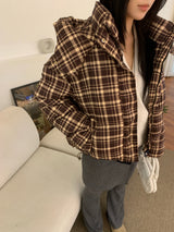 Witty Bulky Check 2-Way Zipper Hood Puffer