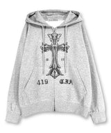 Vintage Cross Twoway  Hoodie Zip-up_Gray
