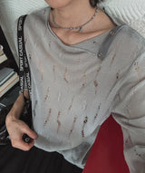 ダメージスナップシースルーニット (3 color)