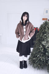 wool unbalanced pleats midi sk(2color)