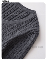 wool button twist embroidered long-sleeved knitwear