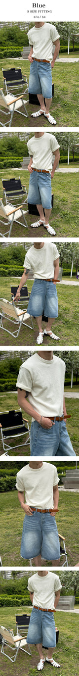 [S/S] ダメージバミューダデニムパンツ(2color)