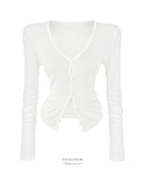 Sasha Deep V-Neck Cardigan (6color)