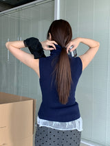 ダイアリータートルネックノースリーブTシャツ