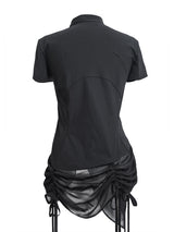 CURVED ZIP-UP SHIRT WITH LAYER . COOL BLACK