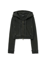 pg logo hood zip up (dark grey)