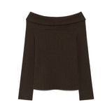 ミンキーオフショルダーTシャツ (Brown)