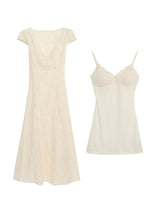 Ivory Punching Layered Long Dress