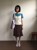 オッティ フリル ボタン ノースリーブ トップ (3color)