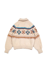 Grid Jacquard Cardigan [Ivory]
