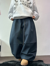 TWO PINTUCK RIVET BELT BALLOON LONG PANTS 🤎🖤💙3COLOR