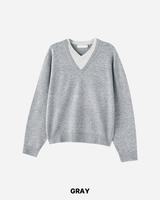 Inset Layered V-neck Knit