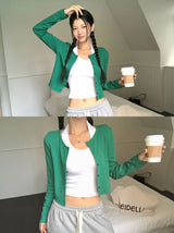 [MADE] Pop Color Ribbed Long Sleeve Cardigan