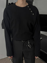 ASCLO ショルダーボタンワッフルTシャツ (2color)