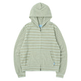 Striped Knit Zip Hoodie - Sage