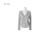 Huo Fake Layered Shirring Hood Zip-Up