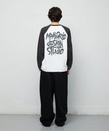 SLASH LOGO WAFFLE RAGLAN LONG SLEEVE_BLACK