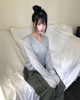 ユニエルボタンロングスリーブカーディガン