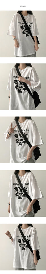 Runan バニーラビット ボックスフィット 半袖Tシャツ