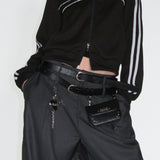 STUD LEATHER BELT BAG_BLACK